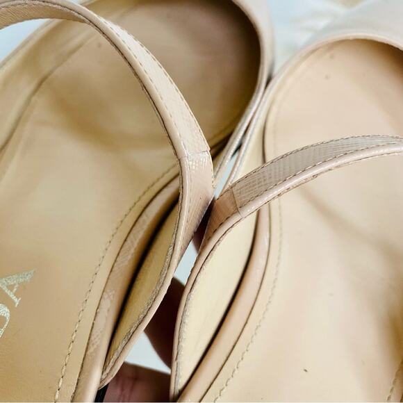 PRADA Nude Cream Beige Patent Leather Strap Pointed Toe Flats Slip On Slides 38 - Picture 14 of 16